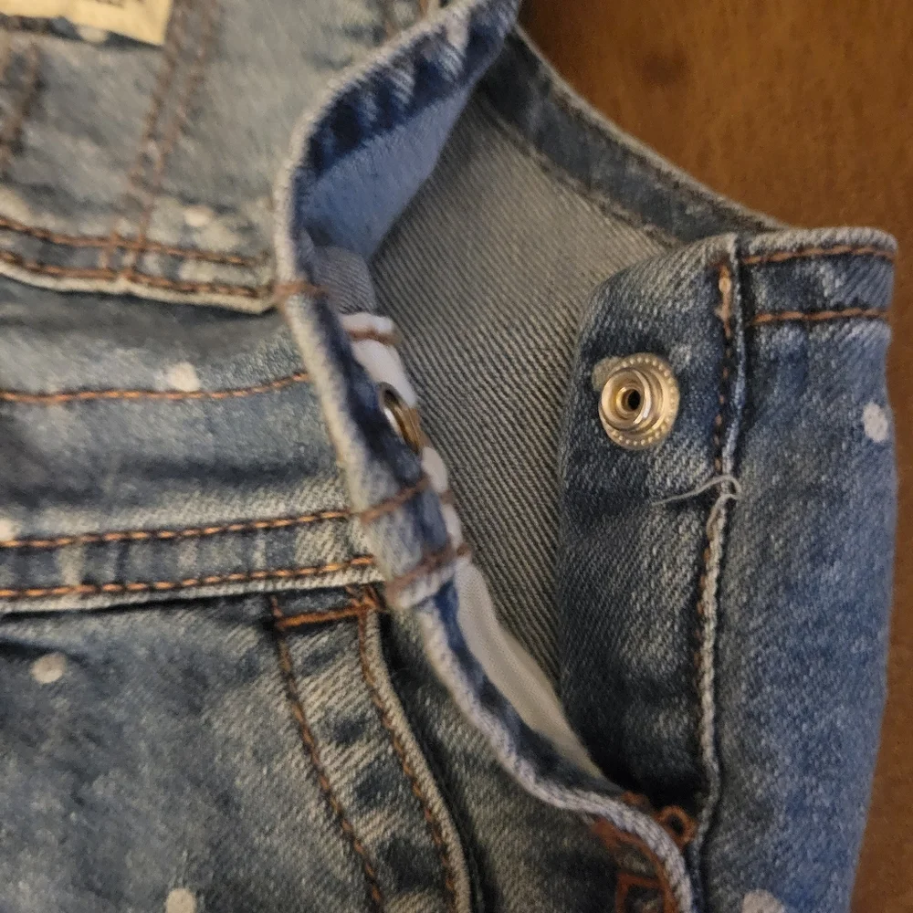 Girls 12 Month OshKosh B'gosh Denim Overalls, Blue&White Polka Dot, Farm Country
